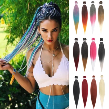 Pre-stretched Braiding Synthetic Hair Super Long Braiding Hair For Twist or Box Braids, Yaki Texture Hot Water Setting Synthetic