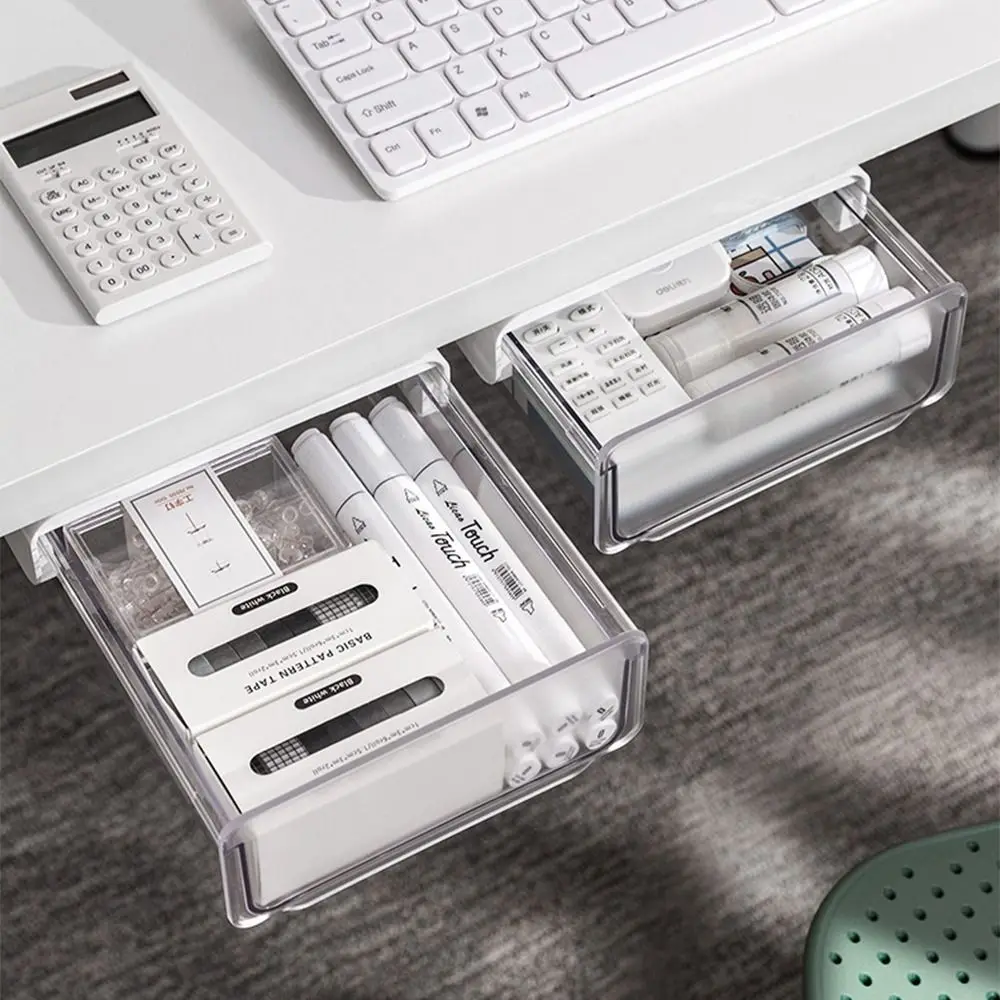 Under Desk Desktop Stand Office Container Makeup Case Under Table