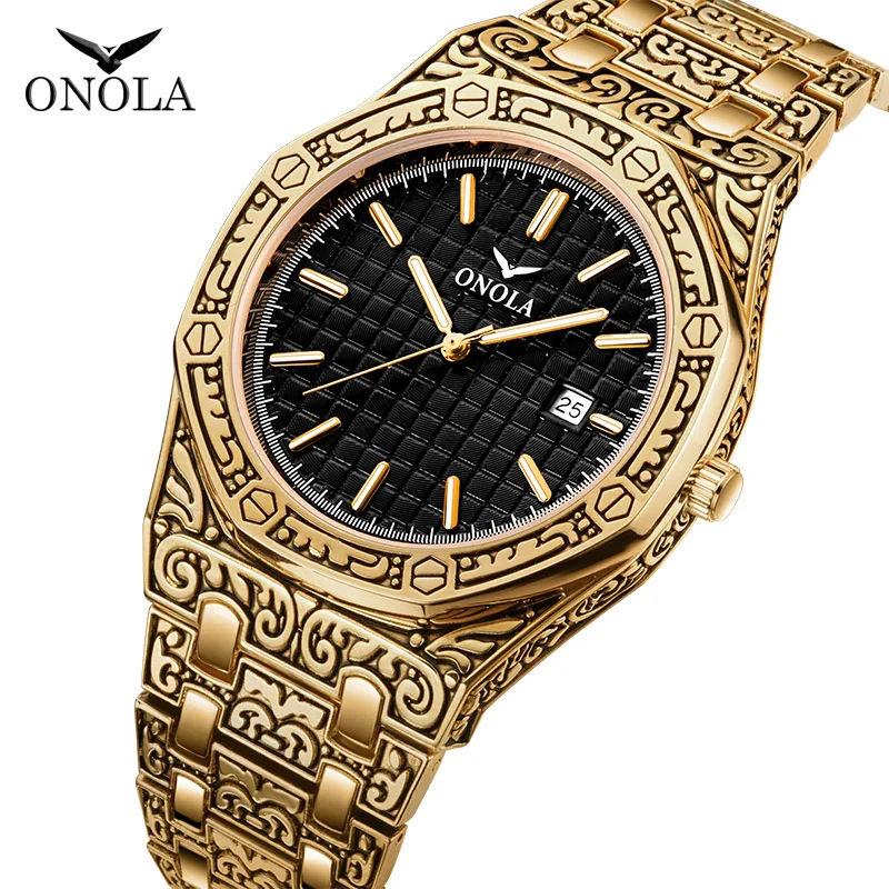ONOLA Brand Fashion Watch for Men Leisure Business Luxury Waterproof Gold Japan Movement Quartz Watches