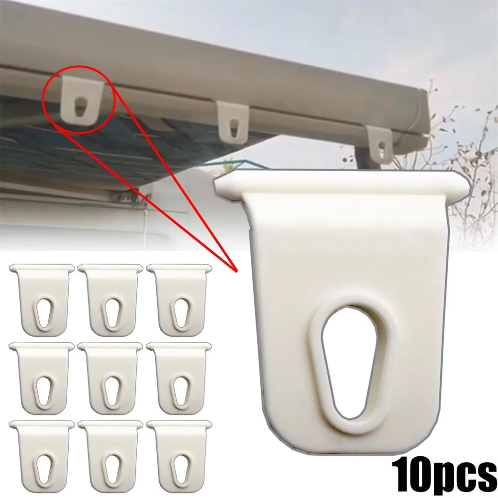 10pc Universal White RV Awning Hook Hanging Clothes Party Light Holder For Caravan Outdoor Camping Survival Hiking Travel o part universal rooftop cargo carrier roof luggage basket for offroad travel luggage rooftop holder carrier cargo basketcustom