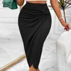 Fairyshely Sexy Black Knitted Long Skirt Women 2025 Summer Knot High Waist Midi Skirt Ladies Elegant Split Wrap Bodycon Skirt