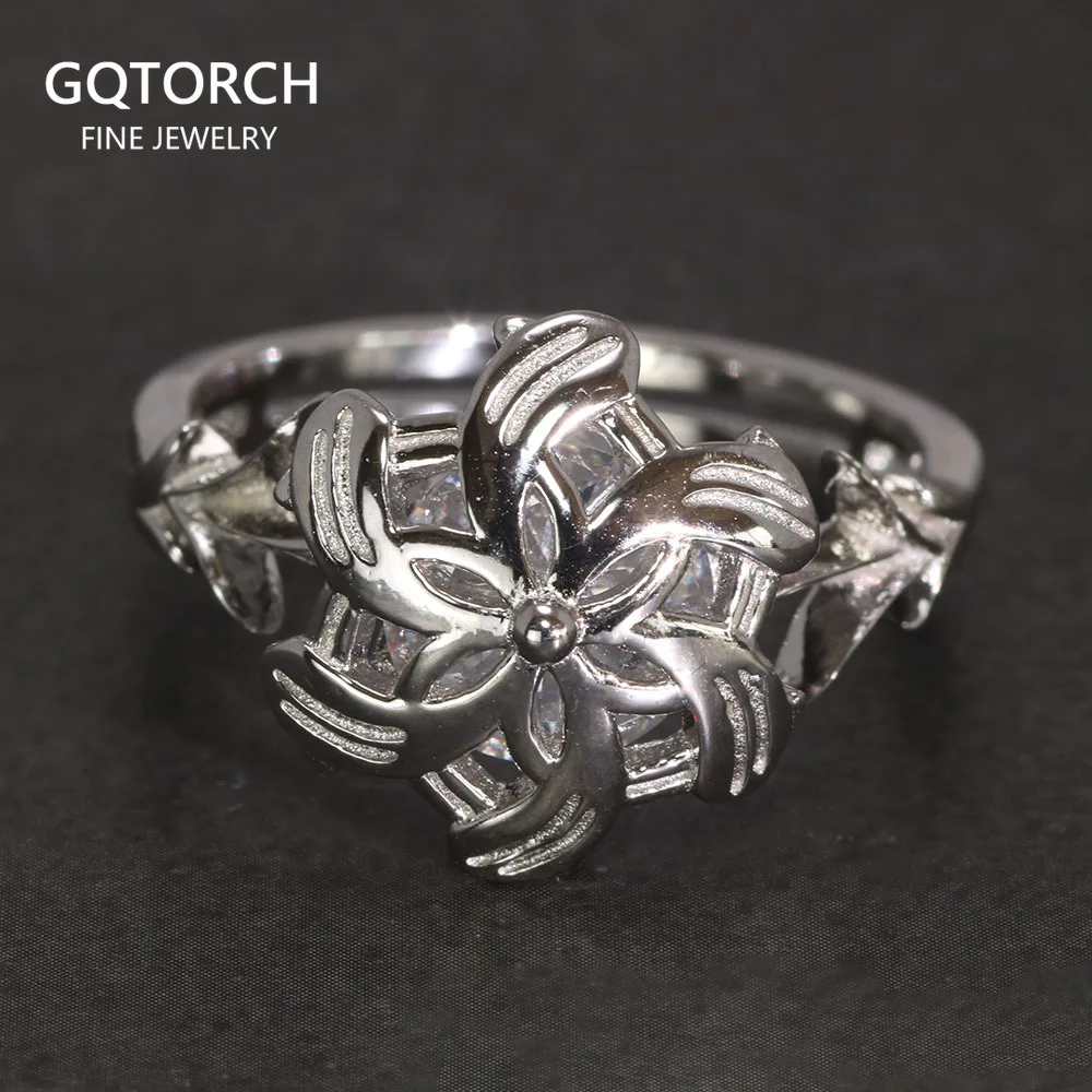 Anello da donna in argento Sterling 925 genuino l'anello della fede nuziale di fidanzamento con zirconi Galadriel Nenya