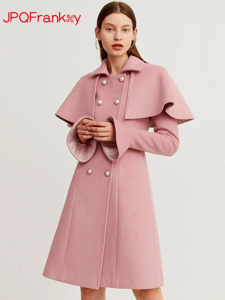 Serena Abrigo de lana para mujer con solapas y cinturón de anudar