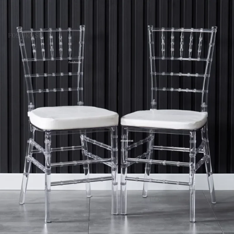 Crystal Hotel Dining Chair Outdoor Wedding Chair Banquet Transparent Leisure Back Hotel Chairs for Events Commercial Furniture X