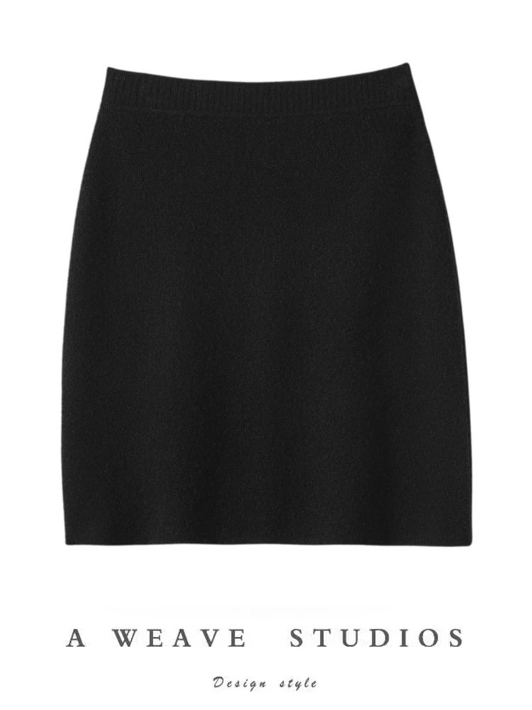 New Chic Women 100% Cashmere Mini Skirt Preppy Style Cashmere Knitted Skirt Autumn Winter Soft Warm Luxury Cashmere Dress 3