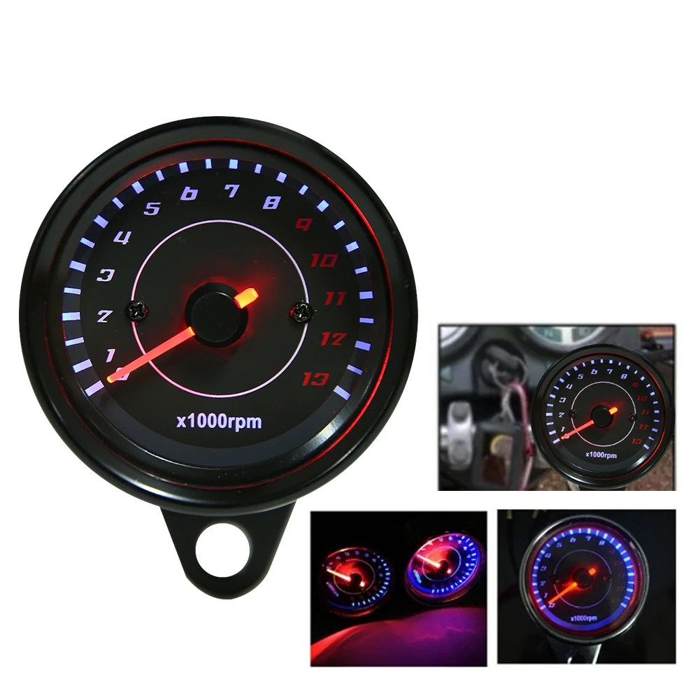 Motorcycle Tachometer DC 12V Universal LED Backlight Electronic Tach Meter Gauge