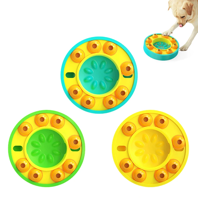 

Dog Puzzle Toys Puppy Slow Food Dispenser Pet Nonslip Turntable Anti Choke Bowl Pet Food Dish Interactive Games Training IQ Game