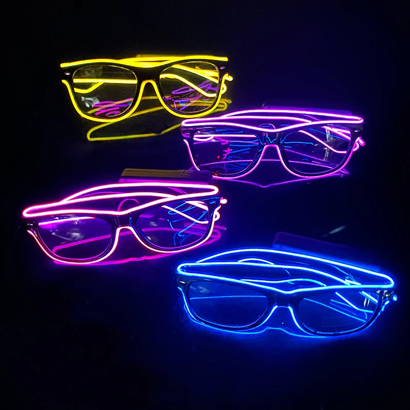 EL Wireless Leuchtende LED-Brille, Neon-Leuchtbrille, modische Brille für Damen und Herren, Hochzeits- und Club-Requisiten, Partygeschenk – Detail 7