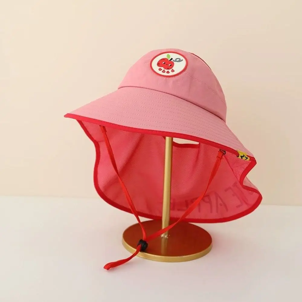 Cartoon Foldable Sun Hat with Neck Flap Cute Adjustable Big Brim Sunhat Lightweight Breathable Summer Beach Cap For Children