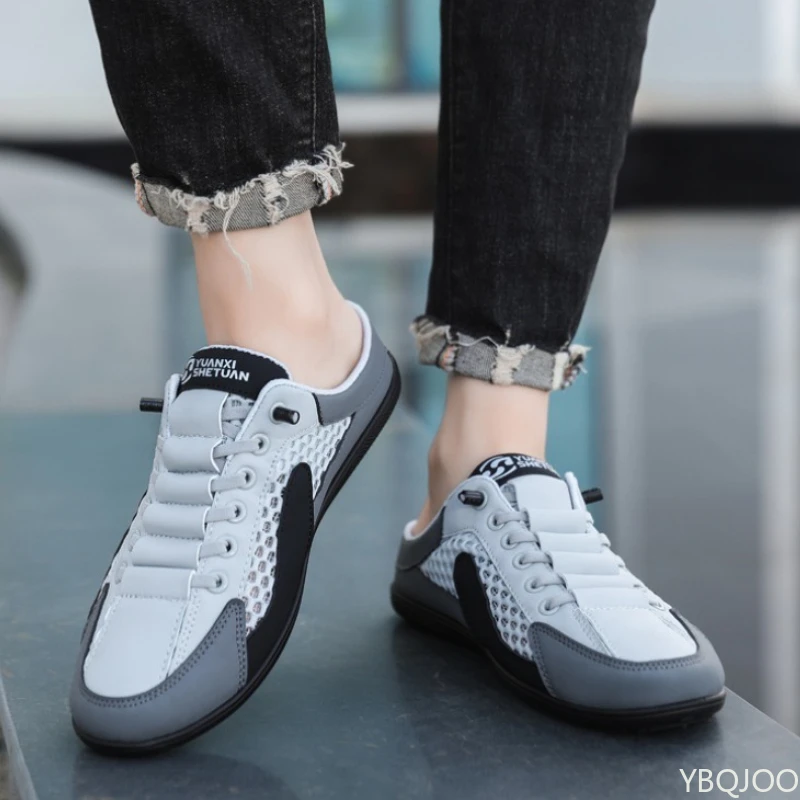 Summer Slippers for Indoor and Outdoor Wear Home Decor Men's Fashion Soft Soled Semi Slippers Large Size Hooded Slippers Men's