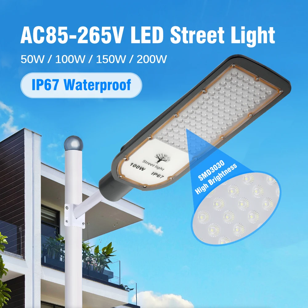 LED Street Light AC85-265V 50W 100W 150W 200W 6000K SMD3030 Outdoor Light IP67 Waterproof led lamp led street lamp