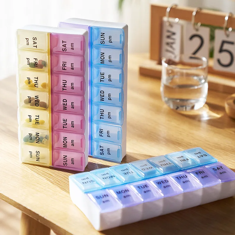 Weekly Pill Organizer with AM/PM Compartments - Travel-Friendly Medicine Storage and Splitter