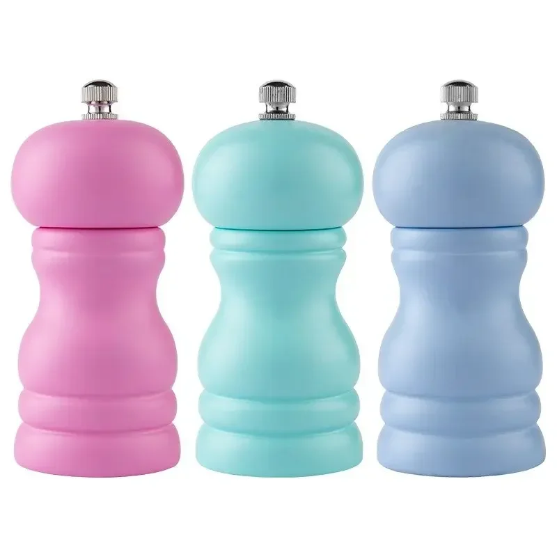 Salt and Pepper Mills, Solid Wood Pepper Mill with Strong Adjustable Ceramic Grinder 4"-Kitchen Tools by Leeseph