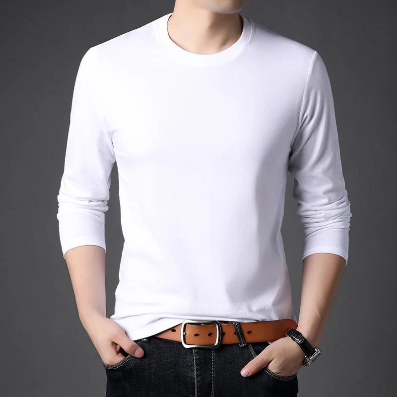 

MRMT 2024 Brand New Long Sleeve T-Shirt Young Men's Solid Color Casual Round Neck Men's T-Shirt Bottoming Shirt Men's Sweater