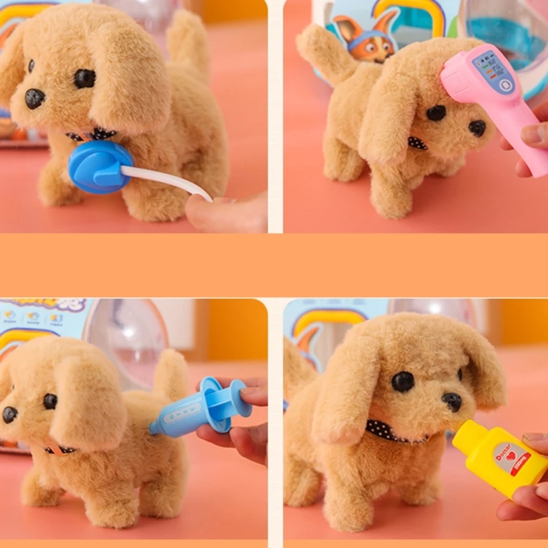 Kids Fun Electronic Walking Animal Plush Toy Toddler Crawling Learning Simulation Puppy Rabbit Pretend Play Game Girls Gift