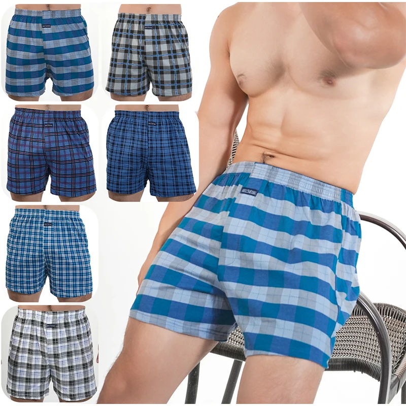 1PC Mens Sleepwear Plaid Pajama Bottoms At Home Plus Size Boxers Brief For Men High Waist Allo Pants Cotton Slacks Sleep Bottoms