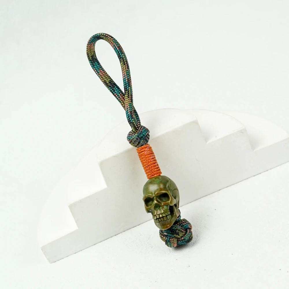 스컬 아웃도어 툴 나이프 비즈 장식 우산줄 엮은 나이프 펜던트 EDC 펜던트 키체인 DIY 백팩 장식품