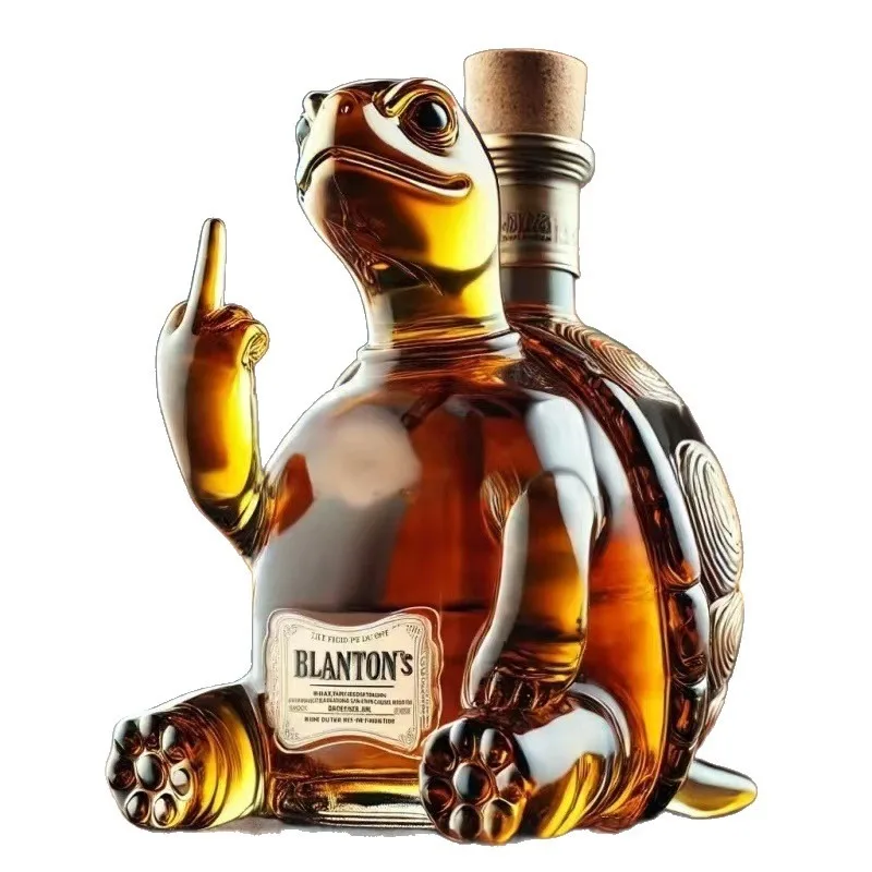 10Oz Funny Middle Finger Whiskey Glass Decanter Duck Turtle Dog Glass Whiskey Wine Bottle Statue Decoration for Bar Office Home