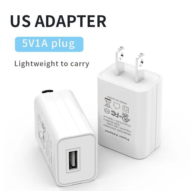 5V 1A USA American Charging USB Interface Mobile Phone LED Light Power Adapter Convenient Travel FCC Certified Direct Power Plug