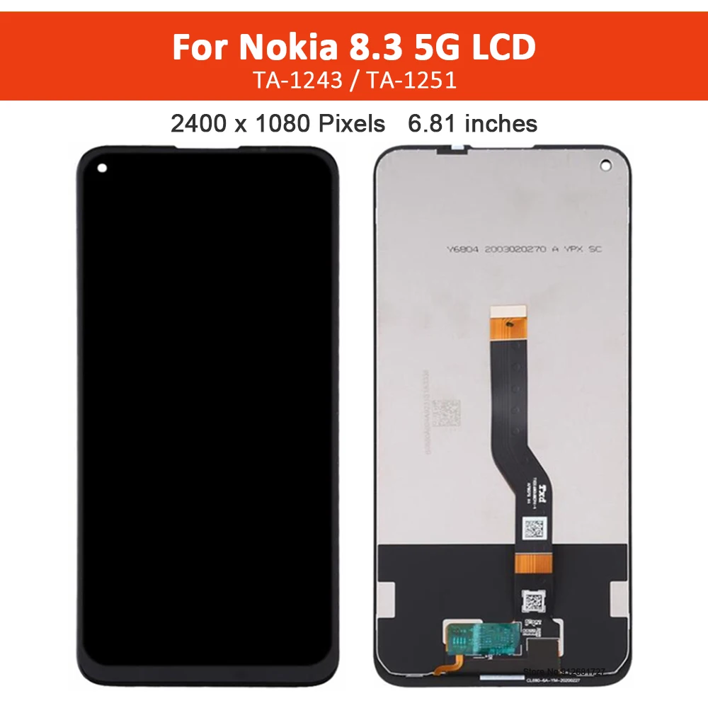 

6.81" Original LCD Display For Nokia 8.3 5G LCD TA-1243 Touch Screen Digitizer Assembly Replacement Part For Nokia 8.3 Display