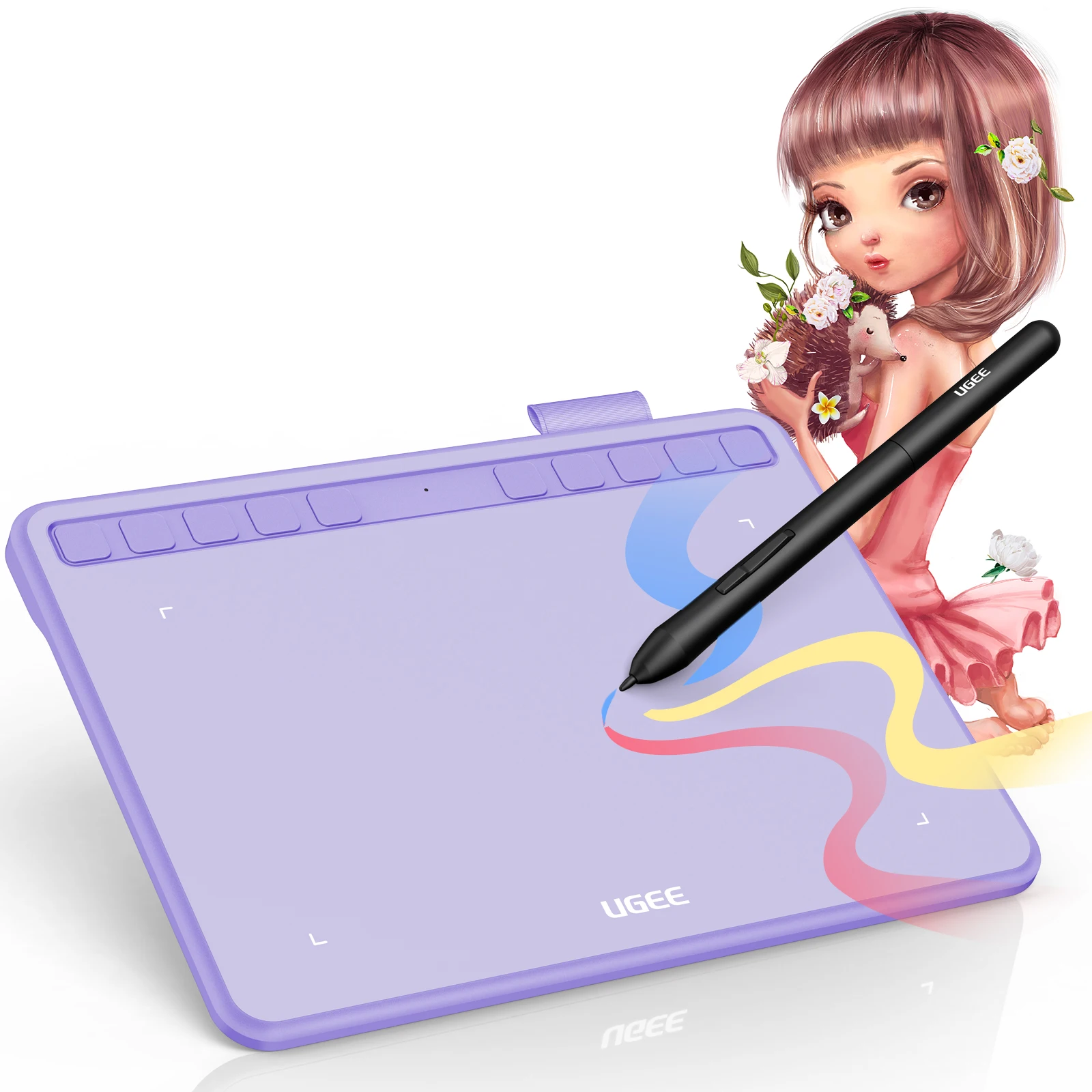 Tablet Gráfico Ugee S640 Tablets de Desenho Digital de 63 x Polegadas com Caneta sem Bateria 10 Atalhos Suporte Android Windows Mac