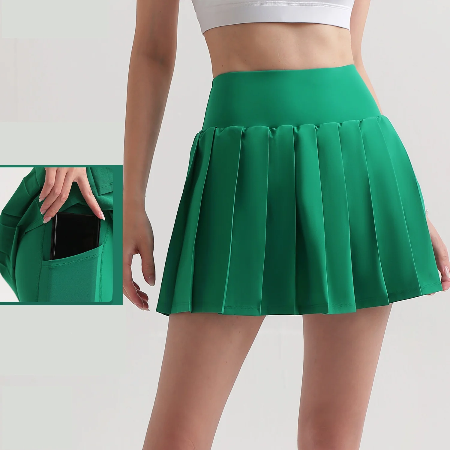 Running Skirts sports skirts female mini skirts Sexy And Charming Tennis Skirt Gym Running Solid Color Sports Skirt Lycra Pleated Yoga One-piece Anti-glare Women's