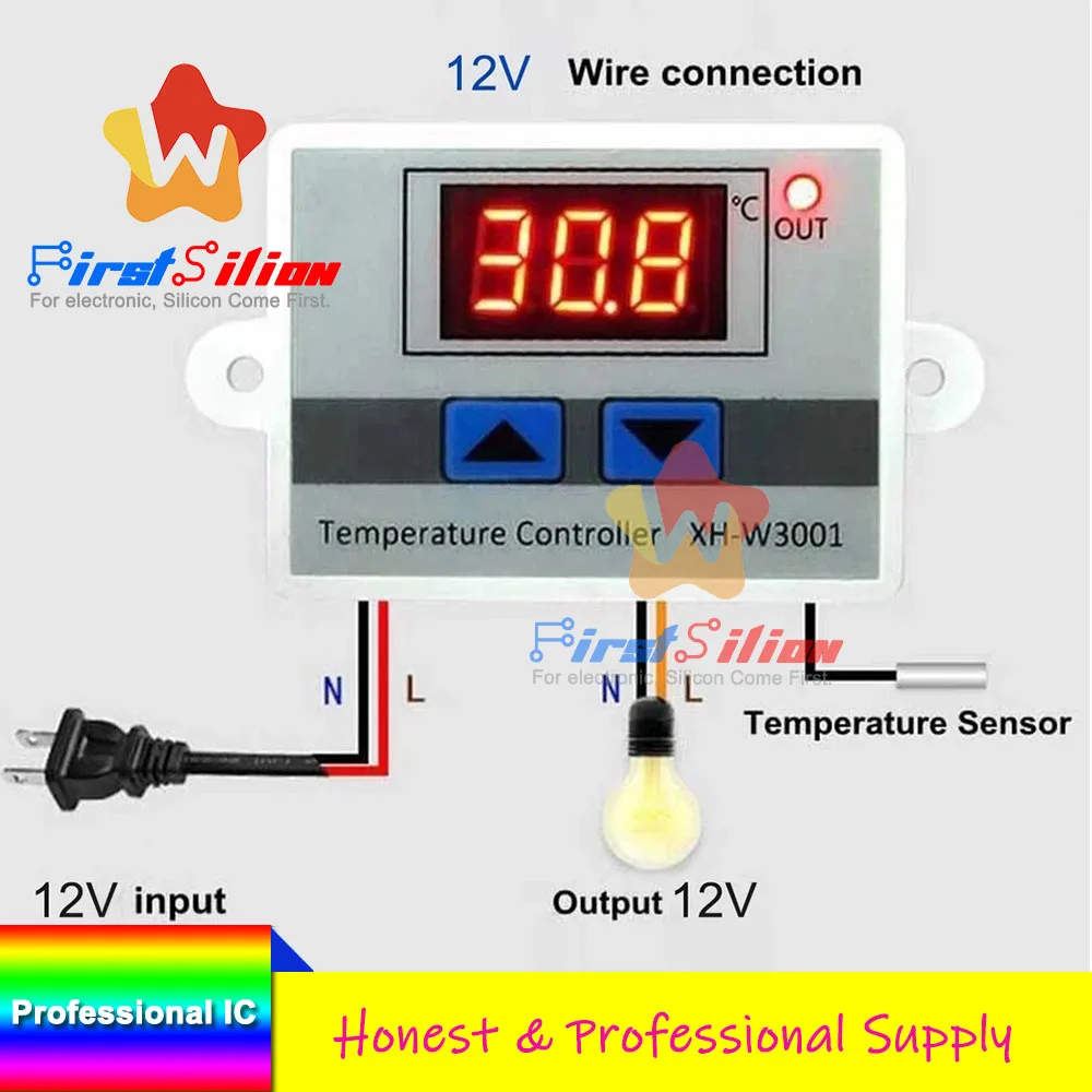 

XH-W3001 Digital Temperature Controller Thermostat 12V/ 24V/ 220V Thermoregulator Aquarium Incubator Temp Regulator