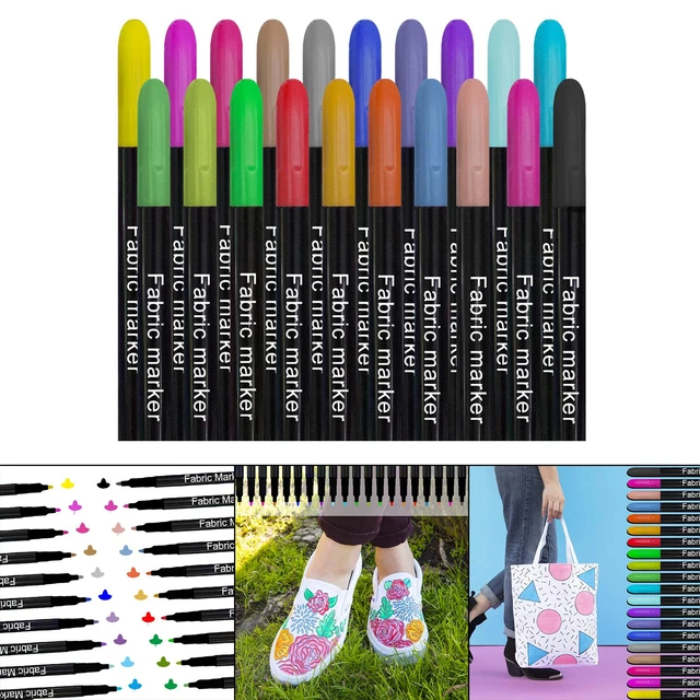 Colorful Fabric Markers Pens Crafts Nontoxic DIY Art Permanent