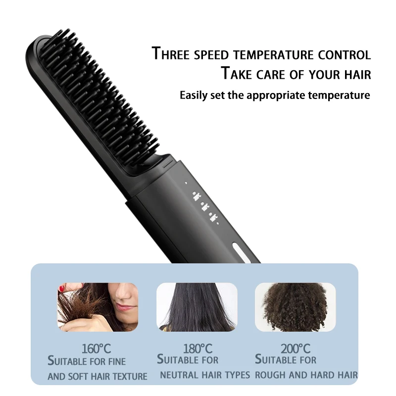 RTS Model Dual Voltage Quick Heating Salon-Grade Mini Travel-Size Hair Straightener Wireless Black Color