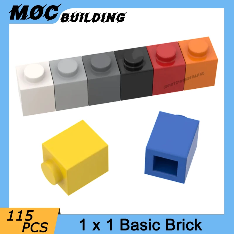 115 шт., детали MOC 3005, кирпич 1x1, Базовые части кирпича, совместимые с образовательными конструкторами «сделай сам», детали для сборки