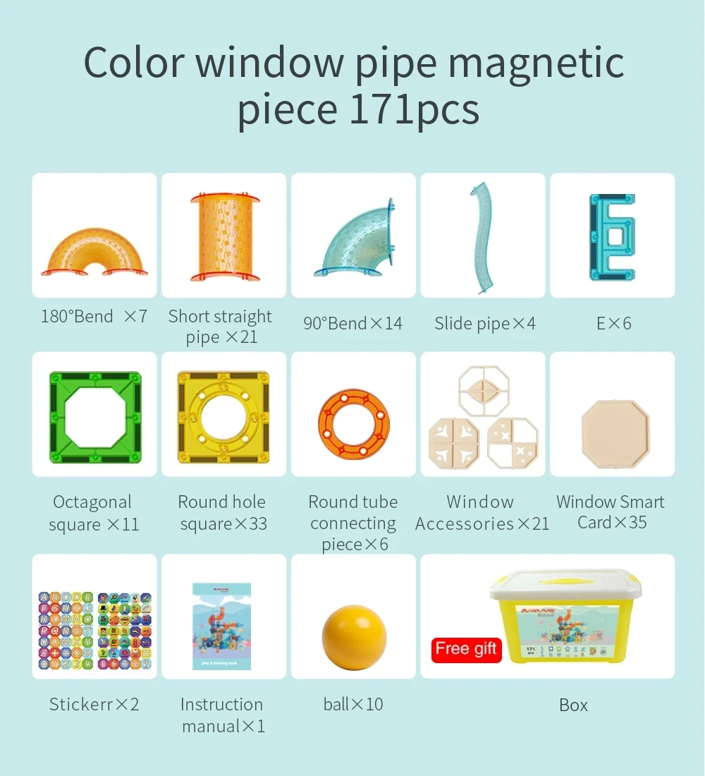 Romboss 7.5cm Track/Pipe Splicing Construction Building Set Magnetic Tiles Blocks Children Montessori Educational Toys Kids Gift