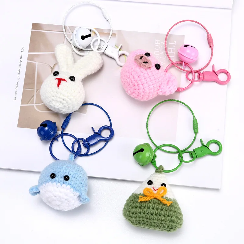 

Knitt Cartoon Animal Keychain Pendant Woven Crochet Yarn Key Chain Holder Car Backpack Hanging Keyring Gift for Friend Family