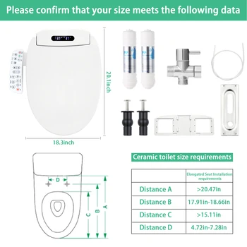 Smart Heated Bidet Toilet Seat , Unlimited Warm Water, Warm Air Dryer, Multiple Cleaning Modes Feminine Washing, Soft Closed T 2