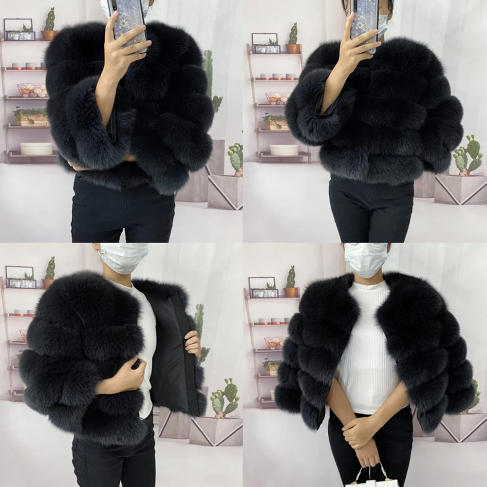 white puffer Real Fur Coat  100% Natural Winter Women's Fur Jacket  Warm Fox Fur Coat High Quality Fur Vest Free Shipping  Fashion Luxurious packable down jacket