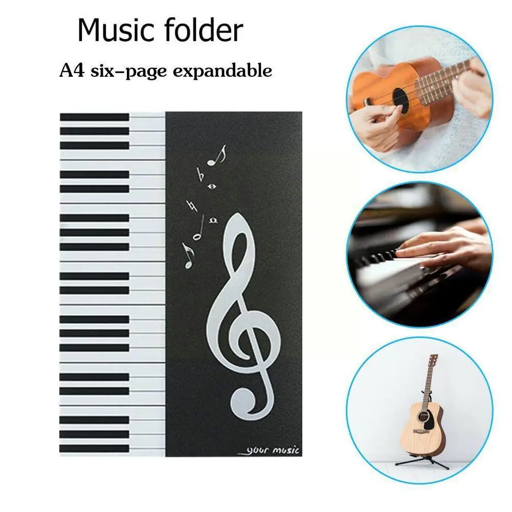 

4 Page Music Sheet Folder A4 Size Music Sheet File Clip Note Music Paper Folder Accessories Book Black Score Score Plastic L8H1