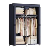 Rangement anti-poussière Chambre à coucher domestique Armoire simple Armoire en tissu entièrement fermée Armoire de maison de location 5
