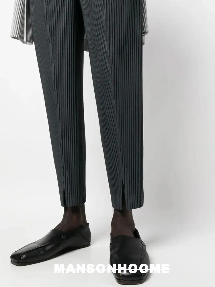 Miyake Pleated Men Pencil Pants High Waist Homme Causal Men's Casual Pants 3