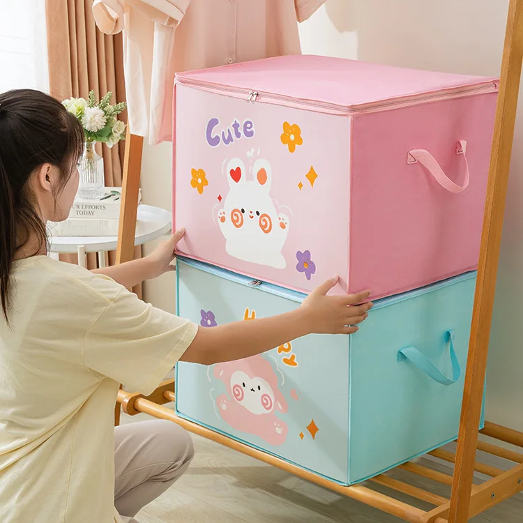 Description Picture 3 of itemFolding Storage Basket Linen Storage Fabric Wardrobe Office Bedroom Closet Toys Laundry Basket With Handle Storage Organizer new