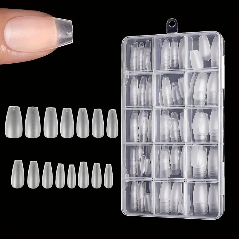 330 Short Almond Nail Tips Boxed Upgraded Matte Gel Nail Stickers Without File Pre-Shaped Full Coverage of Short Almond Nails