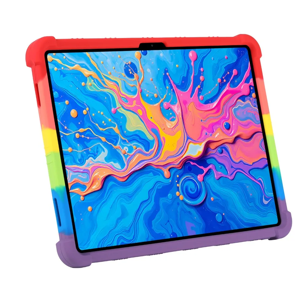 Enhanced Portable Soft Silicon Tablet Case with Rear Kickstand, Shockproof Design, 12.7