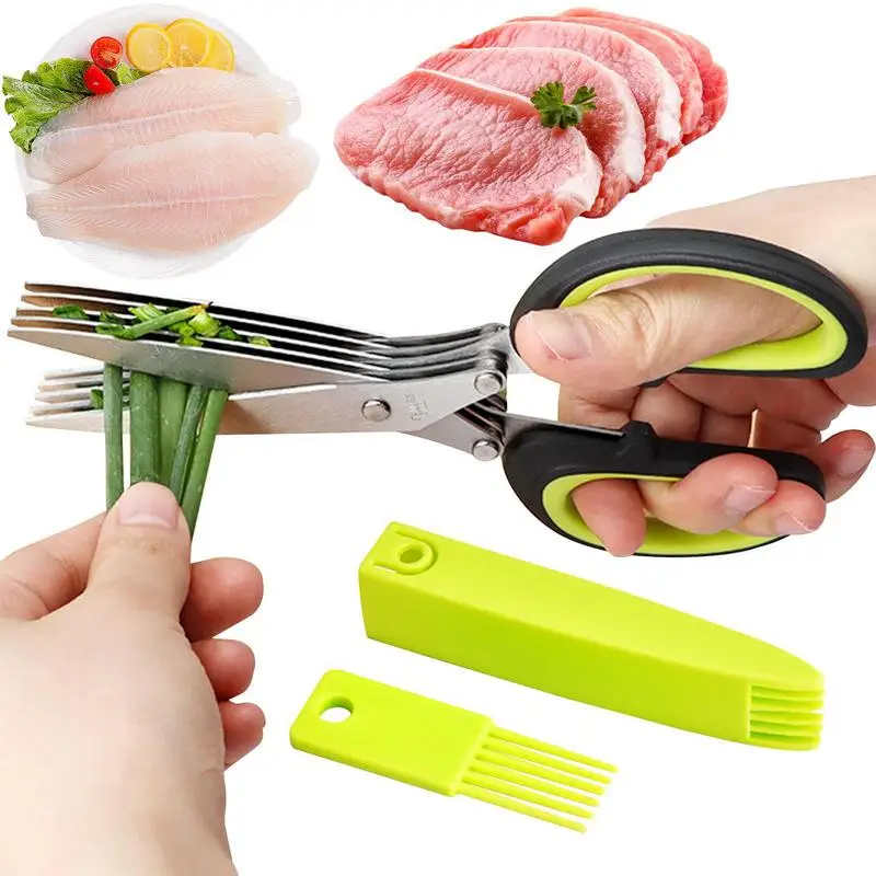 

Stainless Steel Multi Layer Scissors Kitchen Scissors Pepper Shredded Chopped Herb Cutting For Cutting Vegetable Meat Slicer