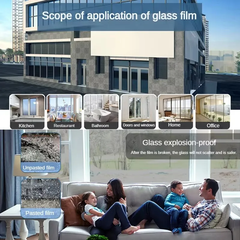 Heat Control Window Film Sun Blackout UV Protection One-Way Privacy Mirror Reflective Film Explosion-Proof PET Material
