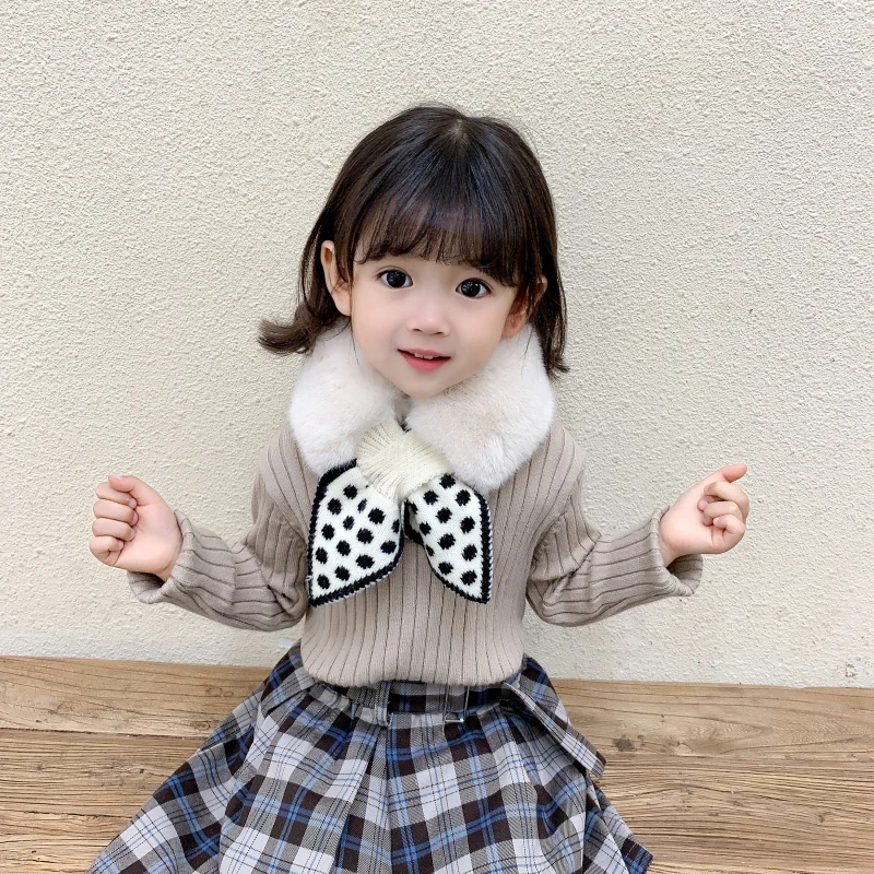 Korean Sweet Baby Scarf Imitation Rabbit Fur Winter Thick Warm Neckerchief for Princess Girl Outdoor Anti-Cold Kids Neck Cover