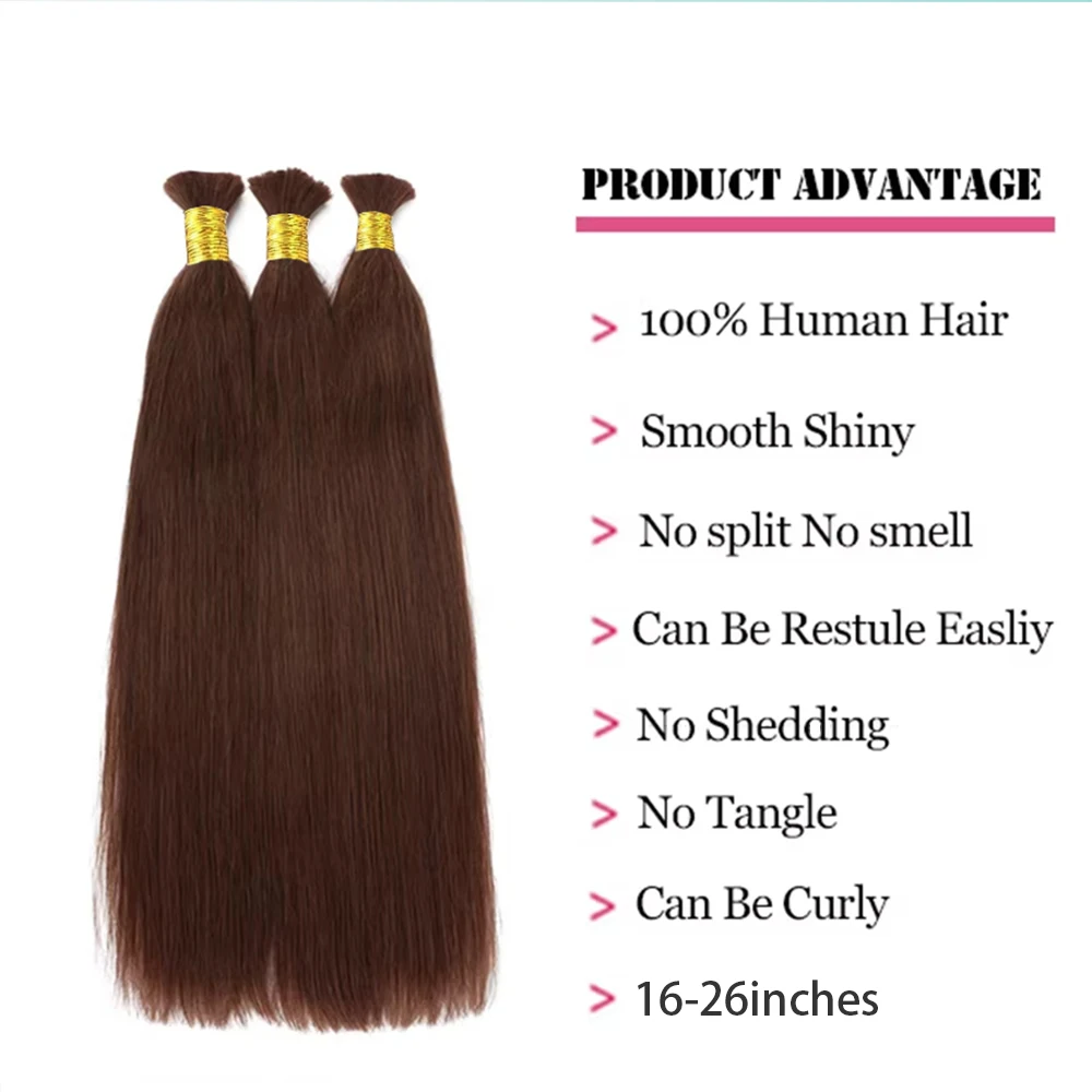 Human Braiding Hair Straight Bulk Human Hair For Braiding No Weft 1 Bundle 50G 100% Remy Extensions Natural Color