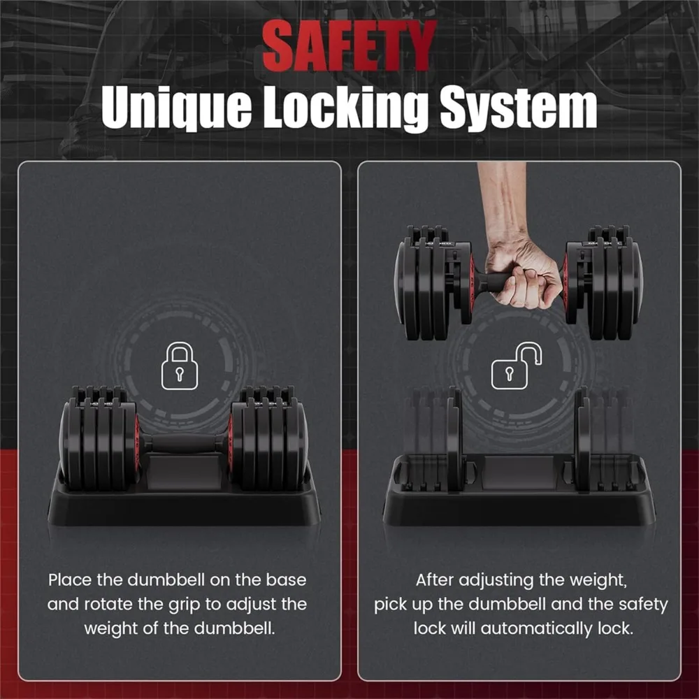 Adjustable Dumbbell 55LB Single Dumbbell 5 Weight Options Anti-Slip Metal Handle, Ideal Home Exercise Equipment