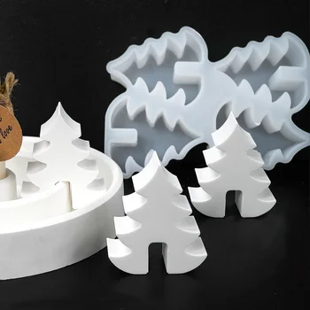New Christmas Tree Handmade Creative Candlestick Silicone Mold DIY Aromath Candle Molds Plaster Resin Candle Holder Making Tools 2