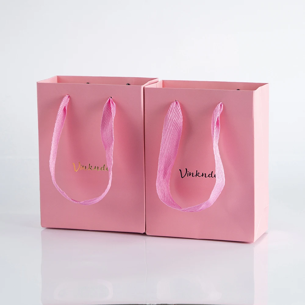 12x6x16cm Kraft Paper Bags with Handles 50-Pack Custom Logo Shopping Bags Gift Tote Bags Recyclable for Small Business Retail