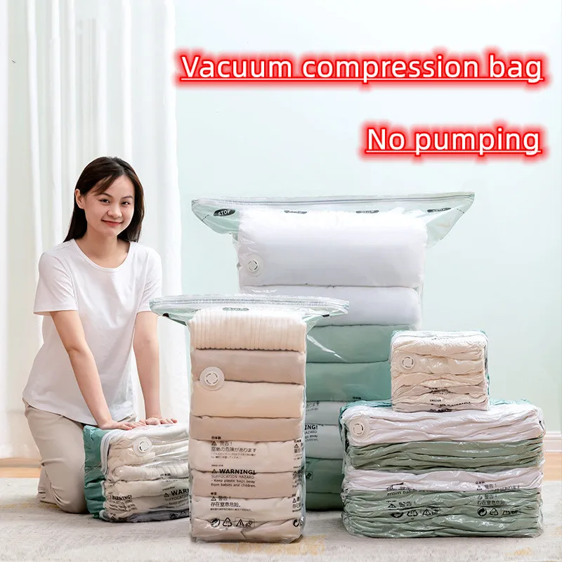 Compress Vacuum Space Saver Cube No Pump Storage Clothing Quilt Watetproof  and Airtight Storage Bag