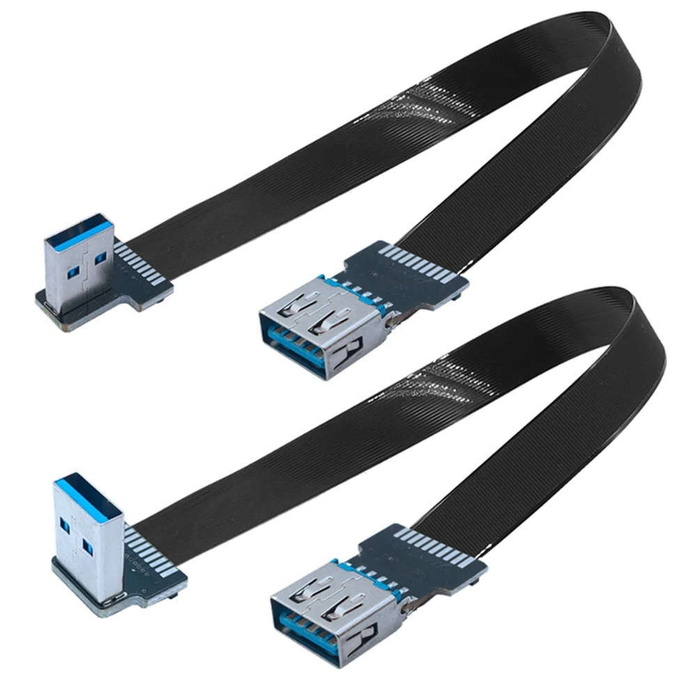 Graus Usb 3.0 2.0 Macho para Fêmea Adaptador Cabo Extensão Ângulo Extensor 5gbps Transmissão Rápida Esquerda Direita up Down Peças 0.3m 90