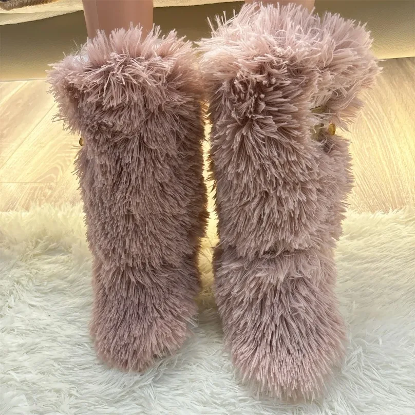 

House Slipper Women Winter Warm Thick Fur Skid Grip Cute Funny Indoor Home Kawai Flat Furry Room Fluffy Shoe Female Floor Plush